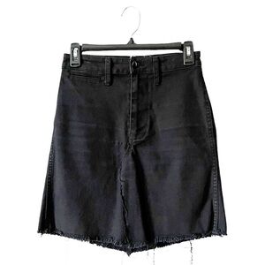 Madewell Rigid Denim Mini Jean Skirt Women's Size 24 Tall Black ALine Frayed Hem